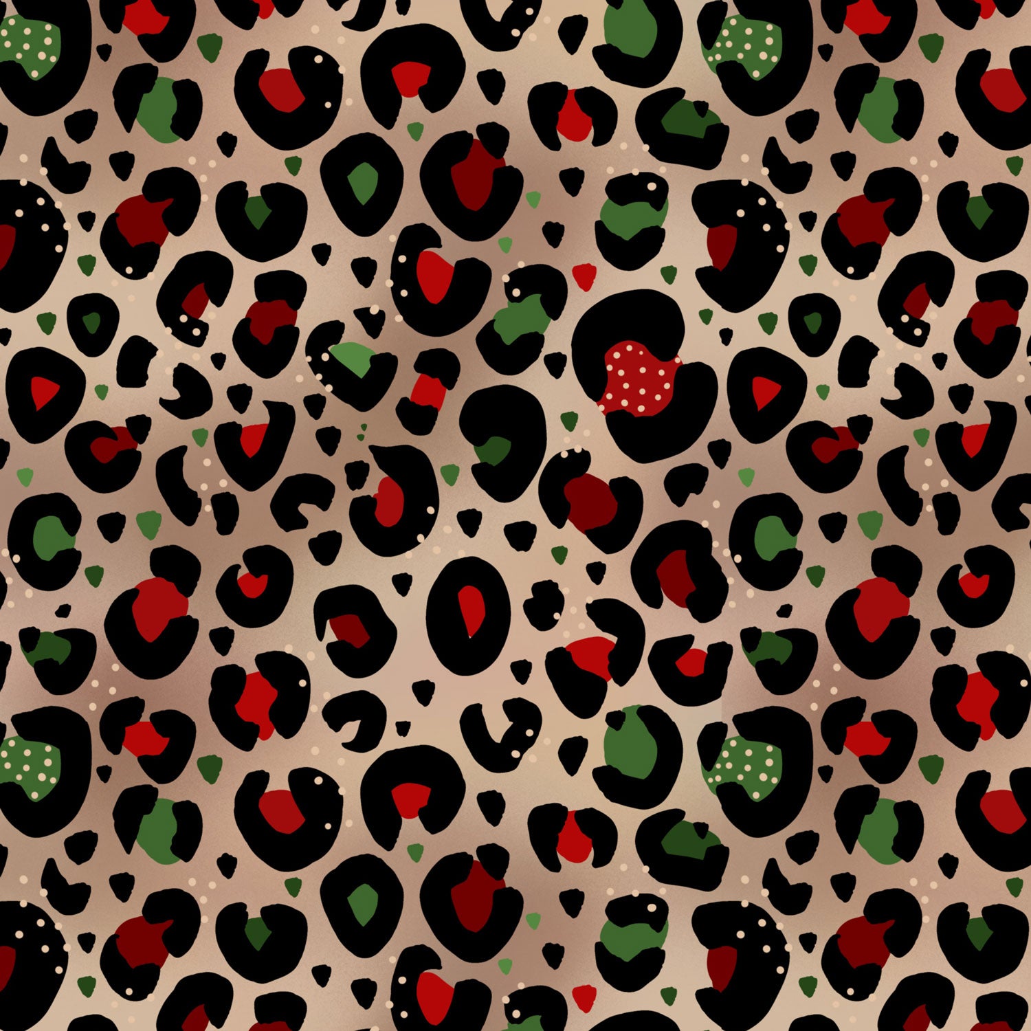 Damenstoff Kinderstoff Leo Muster in Weihnachtsfarben Weihnachtsstoff 