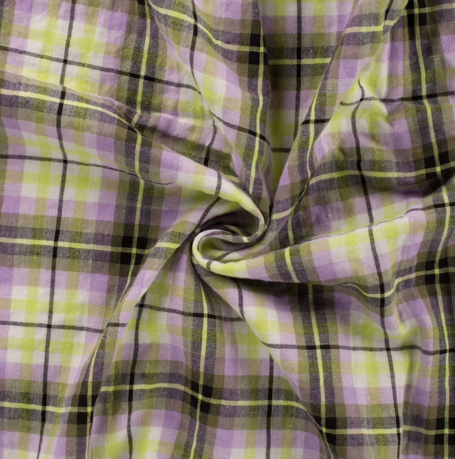 Musselin Kariert Lime-Lila