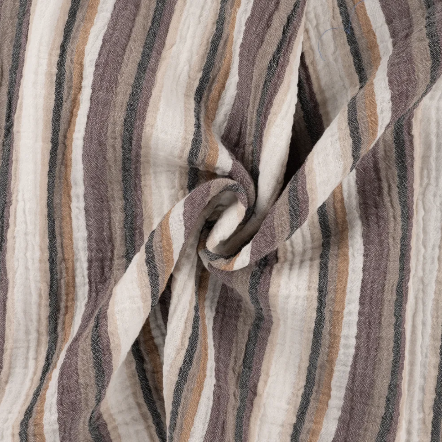 Musselin Streifen Sand Hellbraun