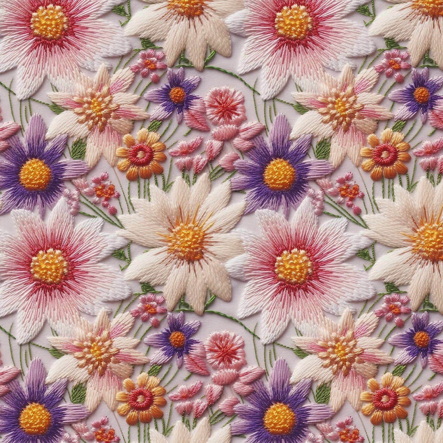 Damenstoff Blumenstoff Blumen in Stickoptik