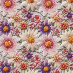 Damenstoff Blumenstoff Blumen in Stickoptik