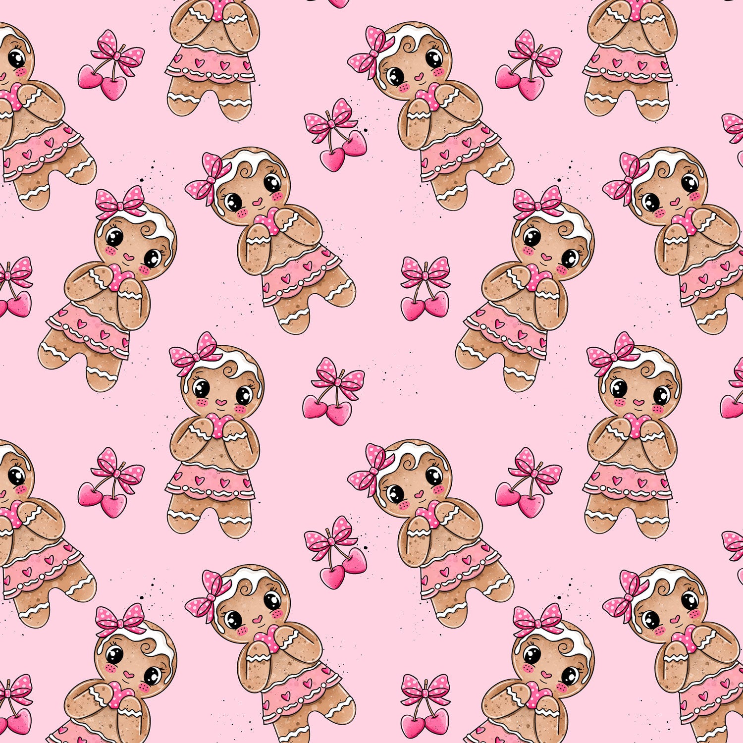 Kinderstoff weihnachtliche Lebkuchen Mädchen mit Herzchen von Katzengold Design