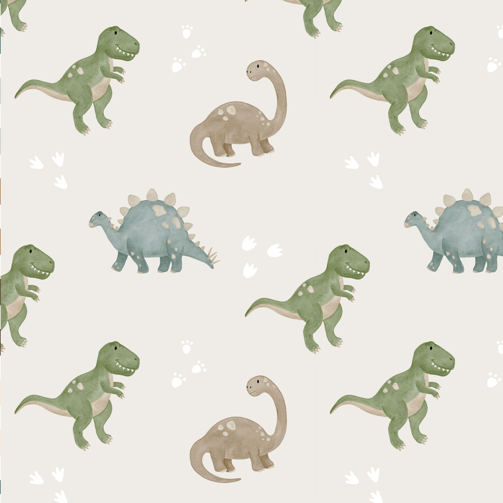 Kinderstoff mit Dinos T-Rex Brachiosaurus