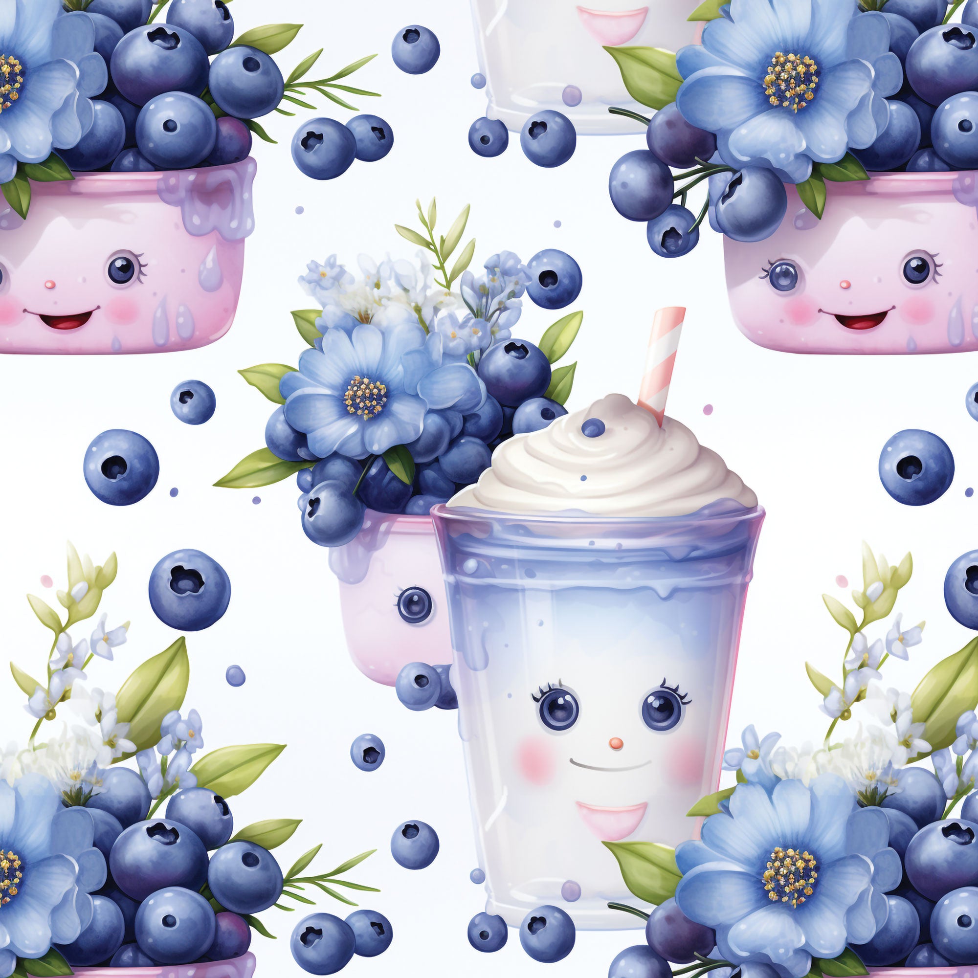 Kinderstoff Damenstoff Blaubeer Shake