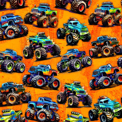 Bio French Terry "bunte Monstertrucks"