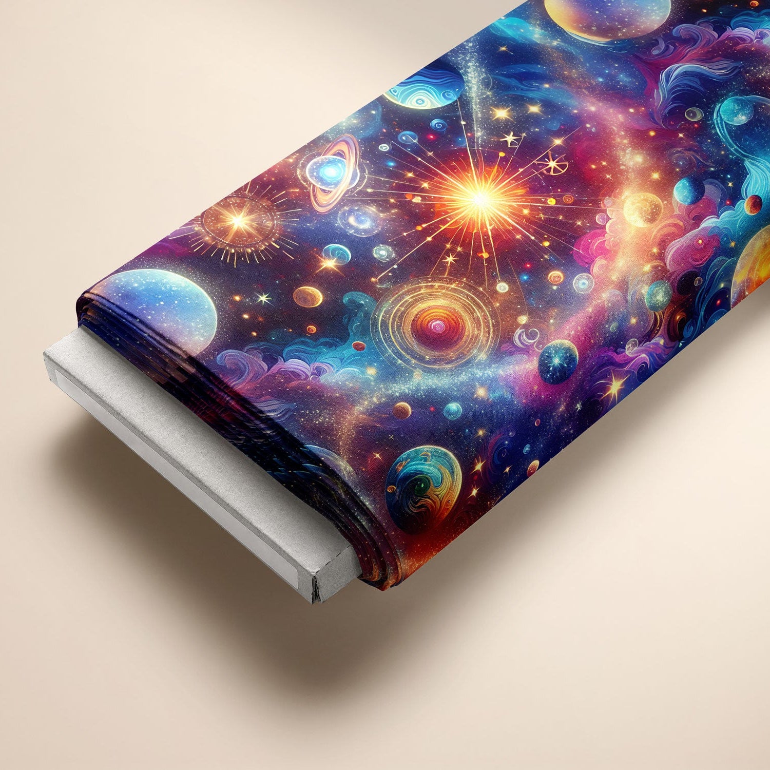 Kinderstoff buntes Weltall mit Planeten Jungenstoff