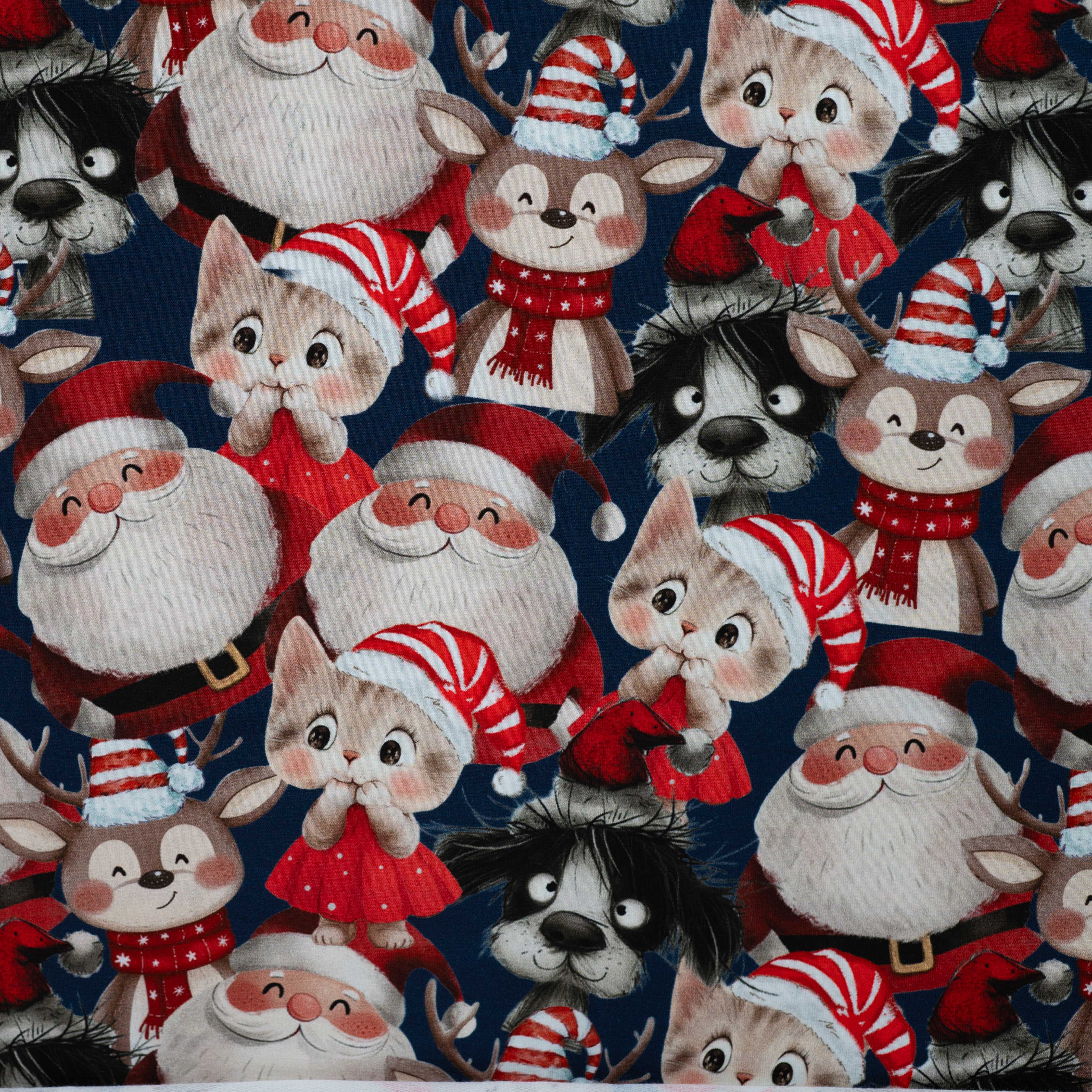 French Terry "Santa Animals" Denim
