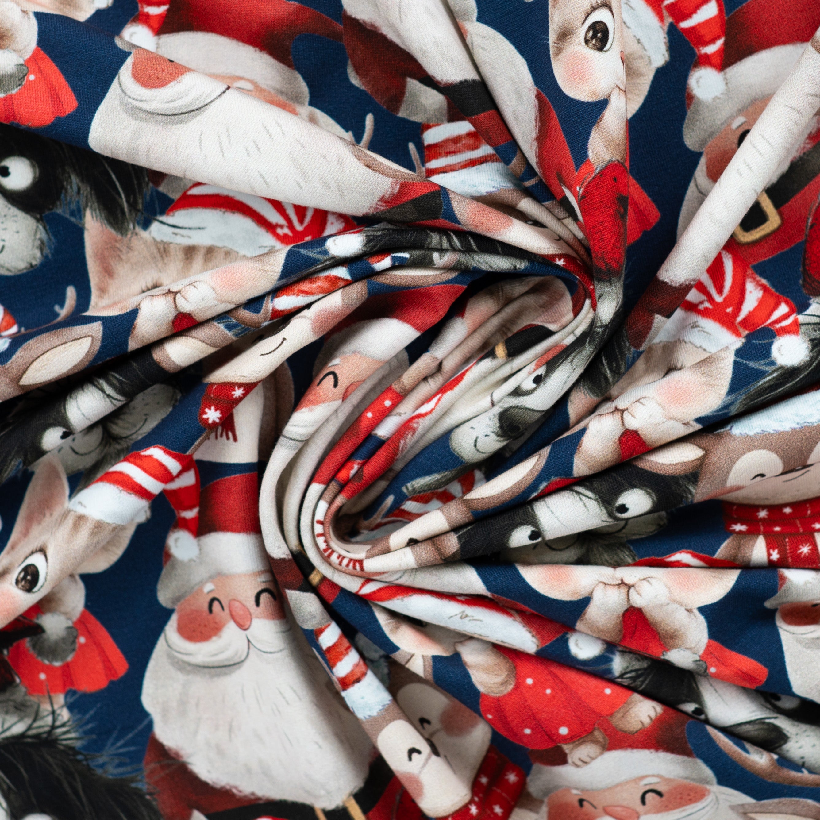 French Terry "Santa Animals" Denim