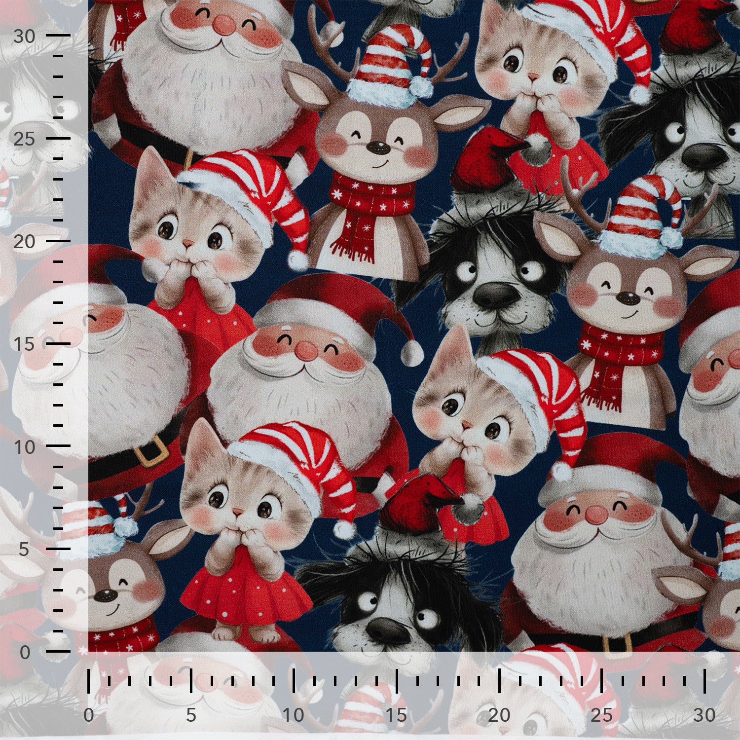 French Terry "Santa Animals" Denim