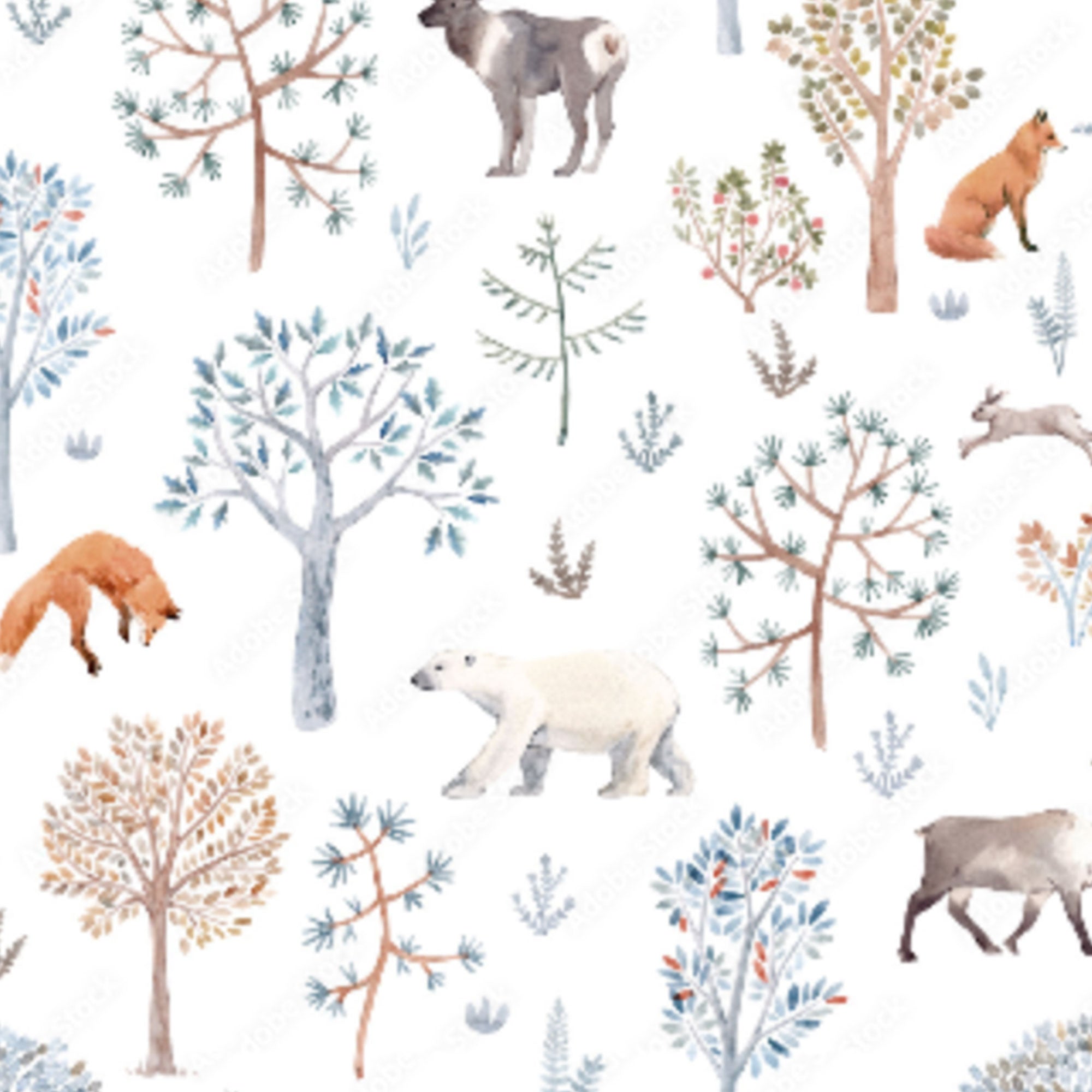 Stoffvorbestellung "Wintertiere im Wald"