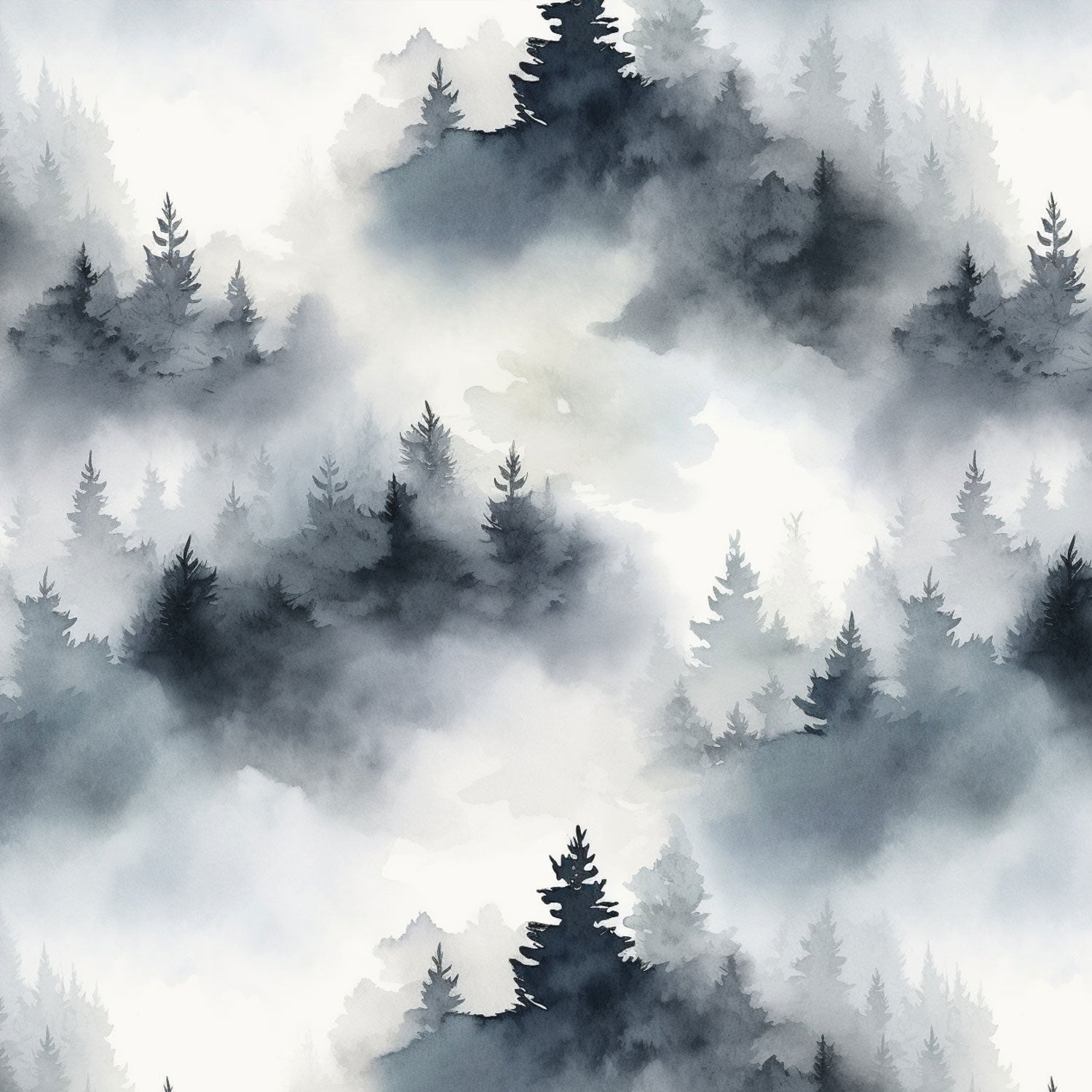 Damenstoff watercolour wald in dunkel