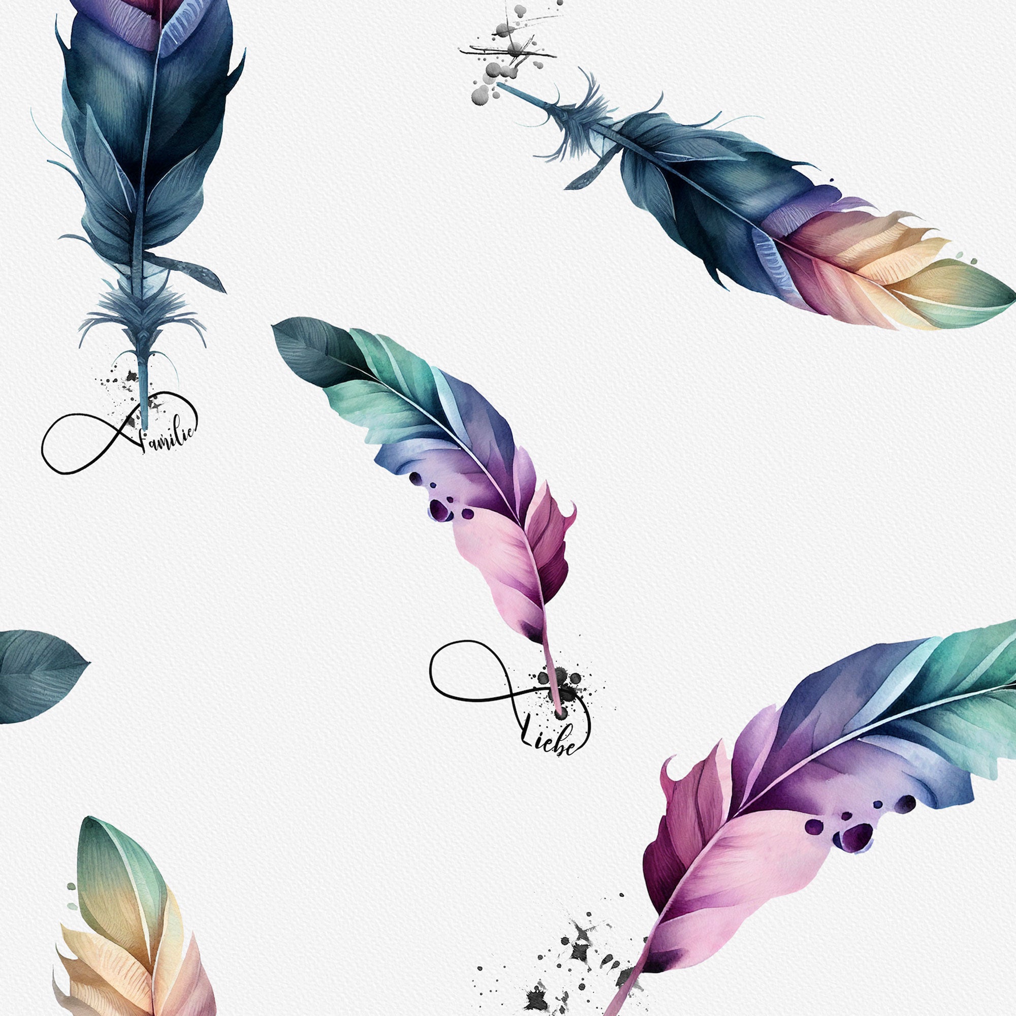 Damenstoff Infinity Feder Liebe Familie