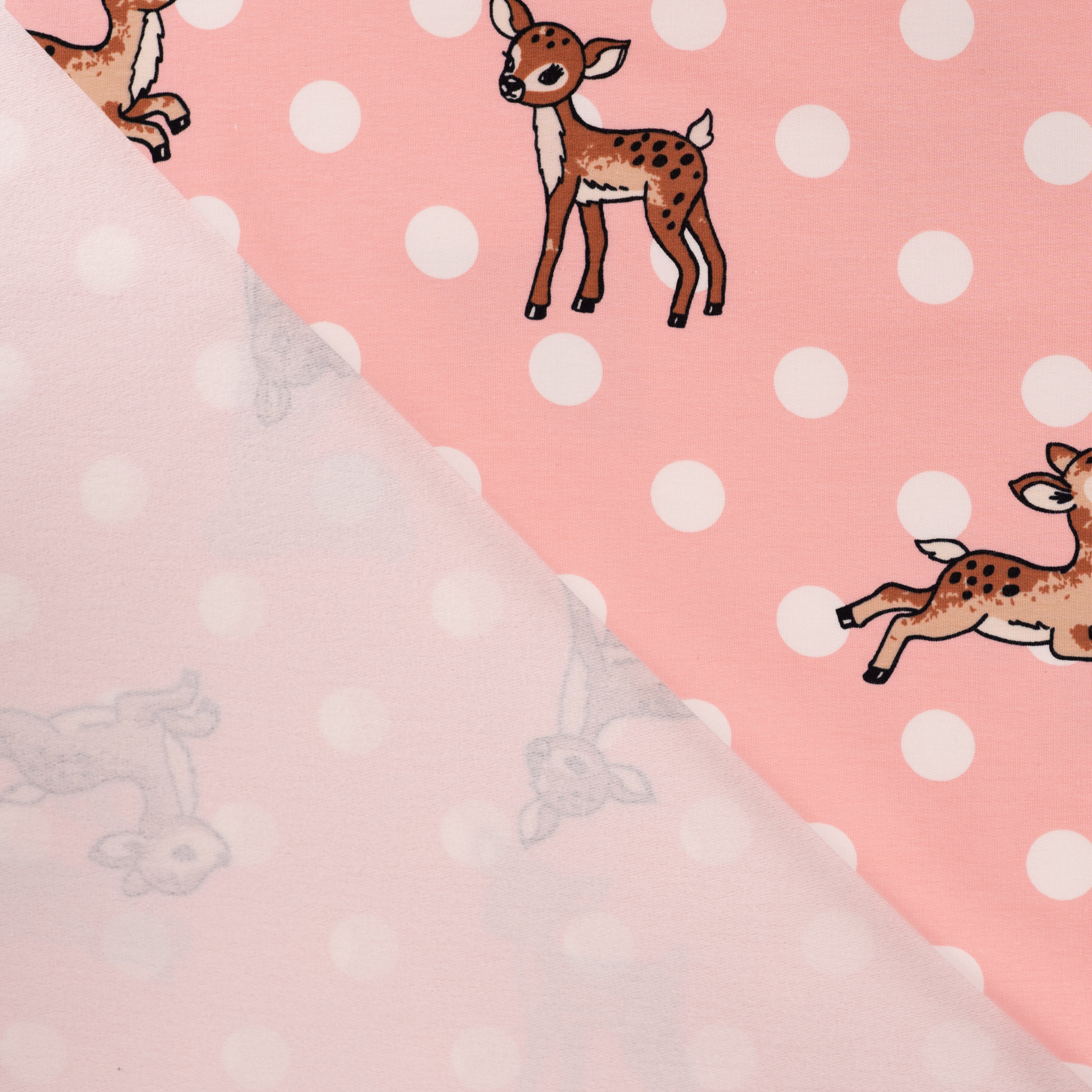 French Terry Brushed "Deers Dots" Poudre