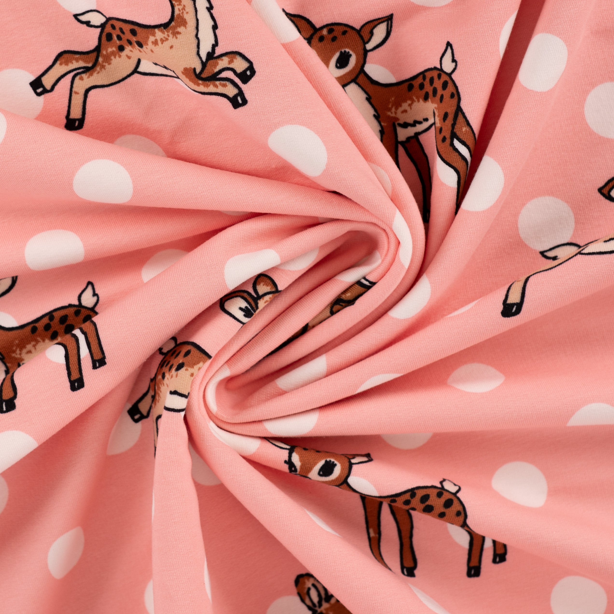French Terry Brushed "Deers Dots" Poudre