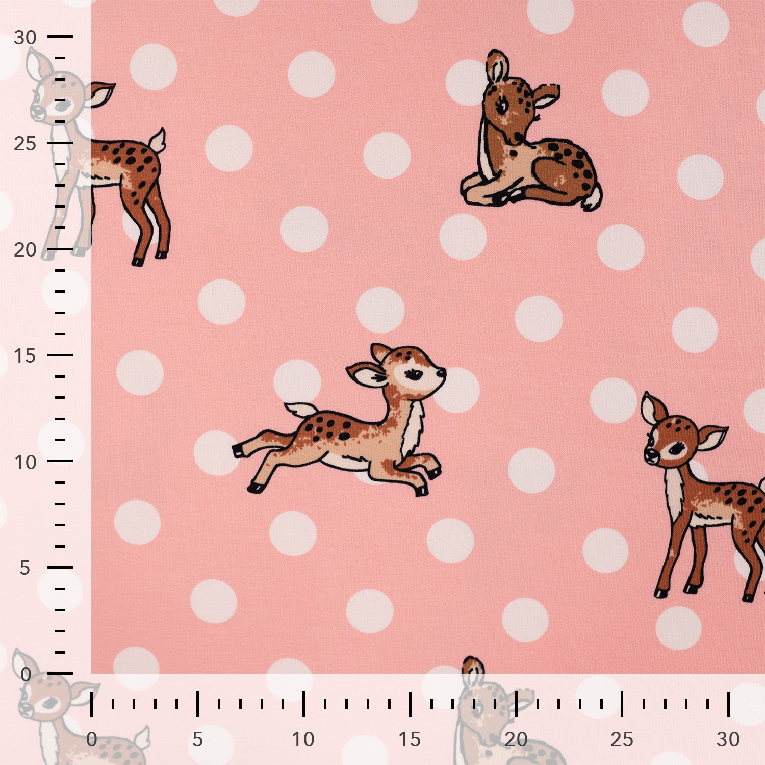 French Terry Brushed "Deers Dots" Poudre