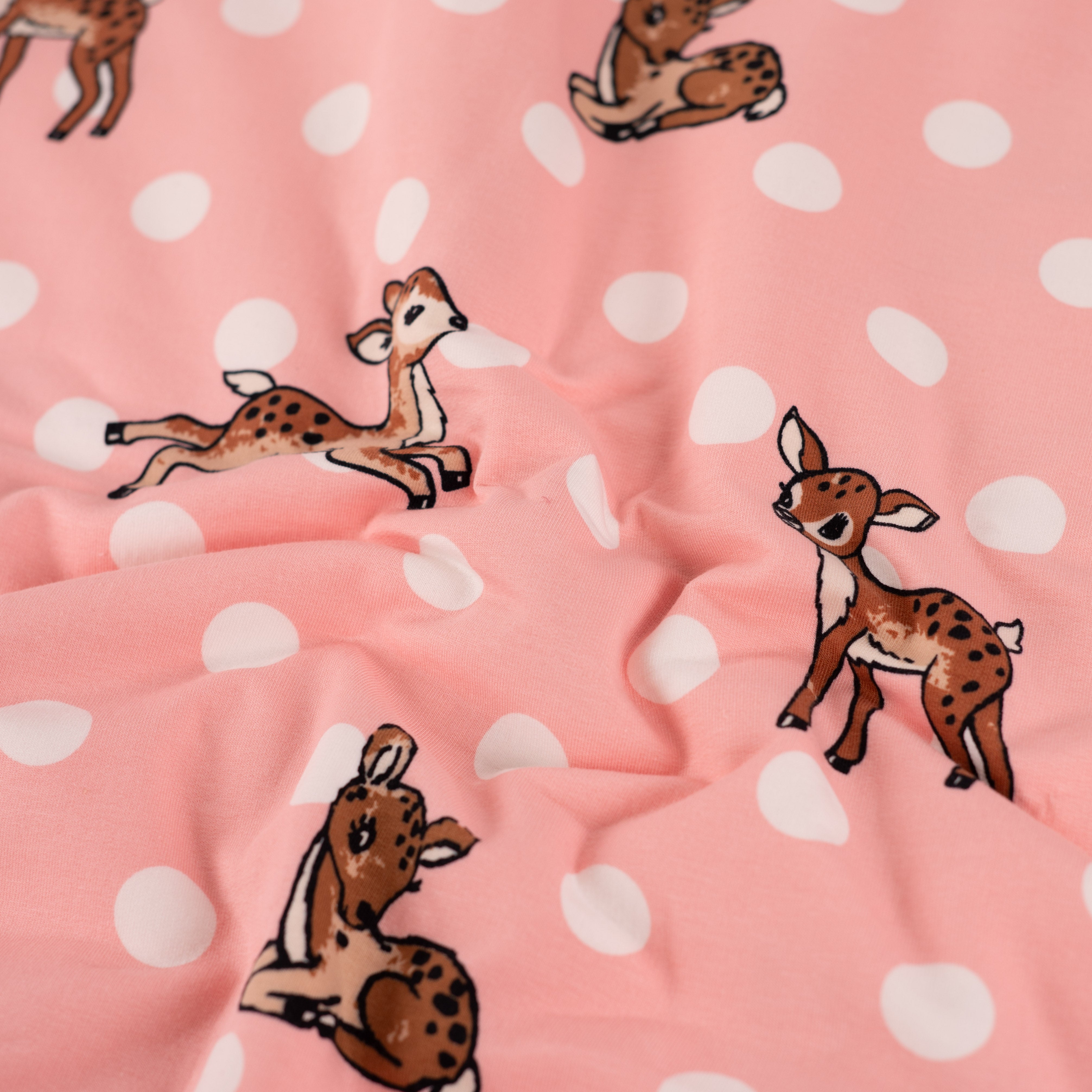 French Terry Brushed "Deers Dots" Poudre