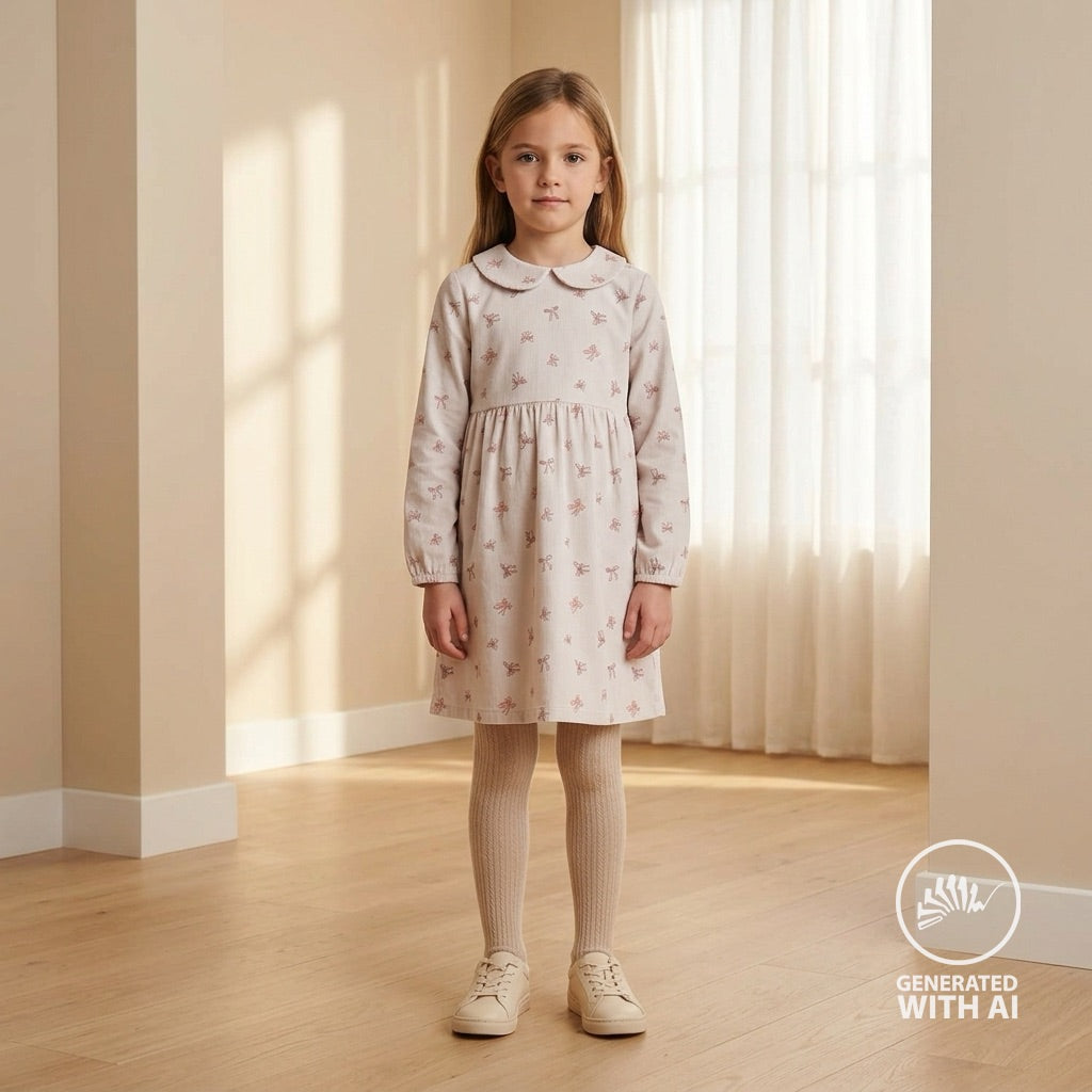 Babycord "Schleifen" Ecru