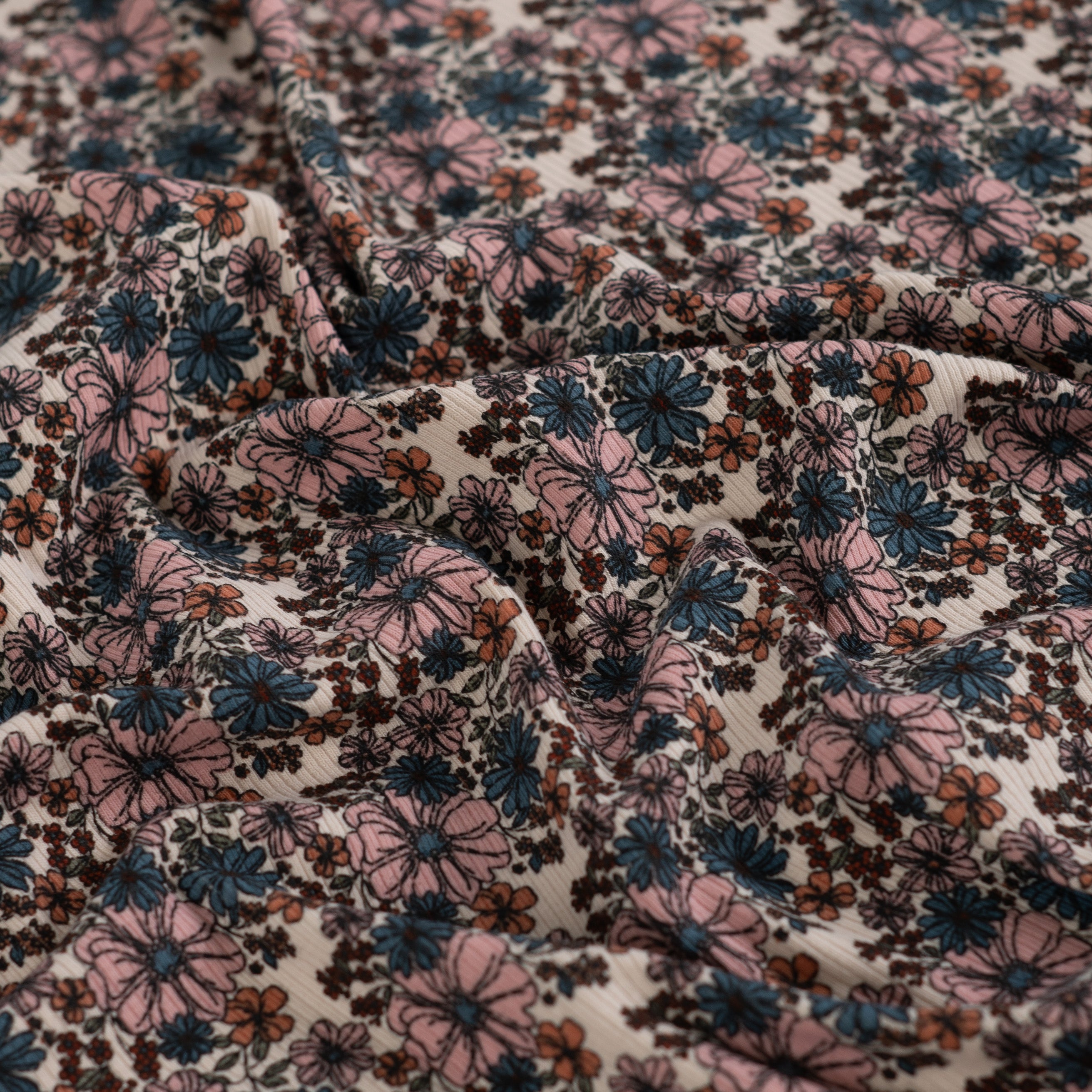 Rib Jersey "„Flowers“ Beach Sand