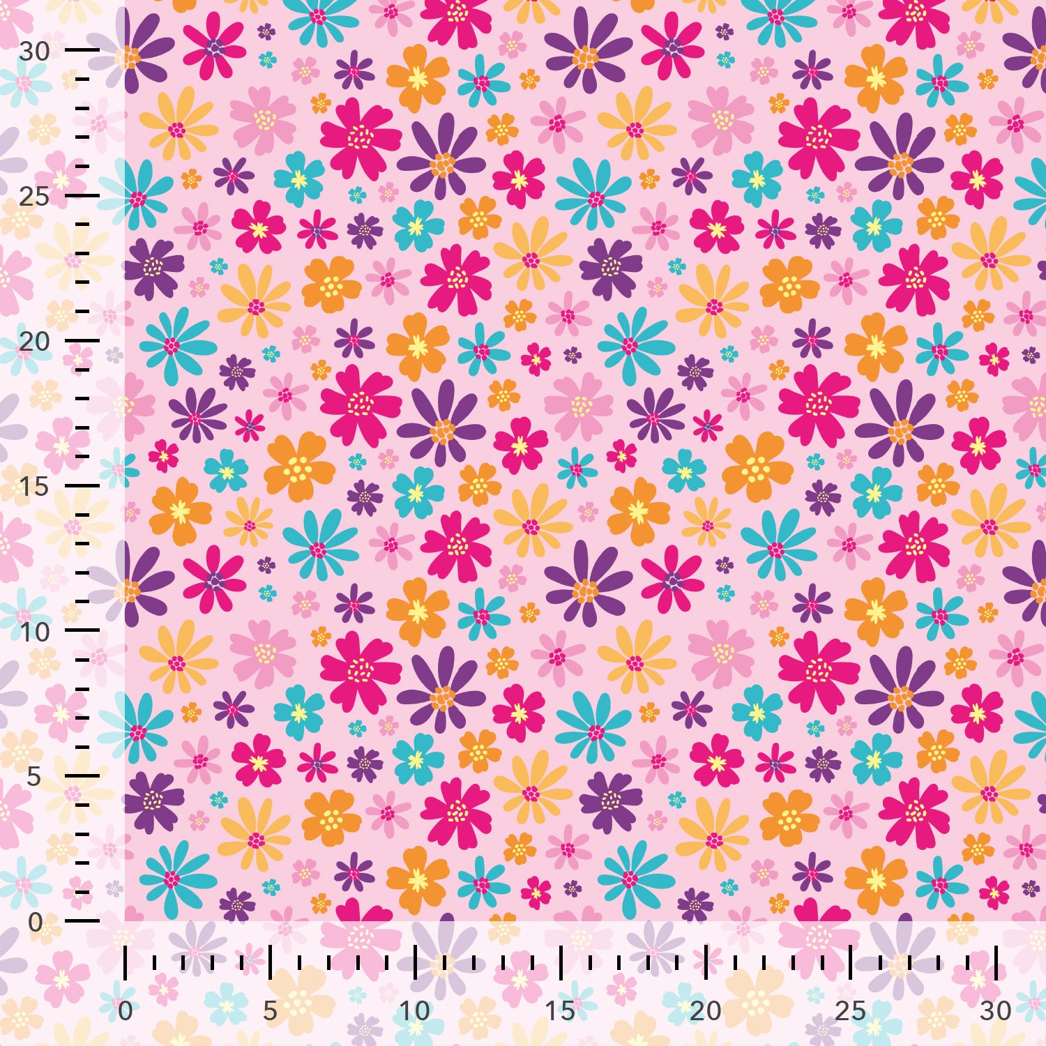 Babycord bedruckt "Blumen pink"