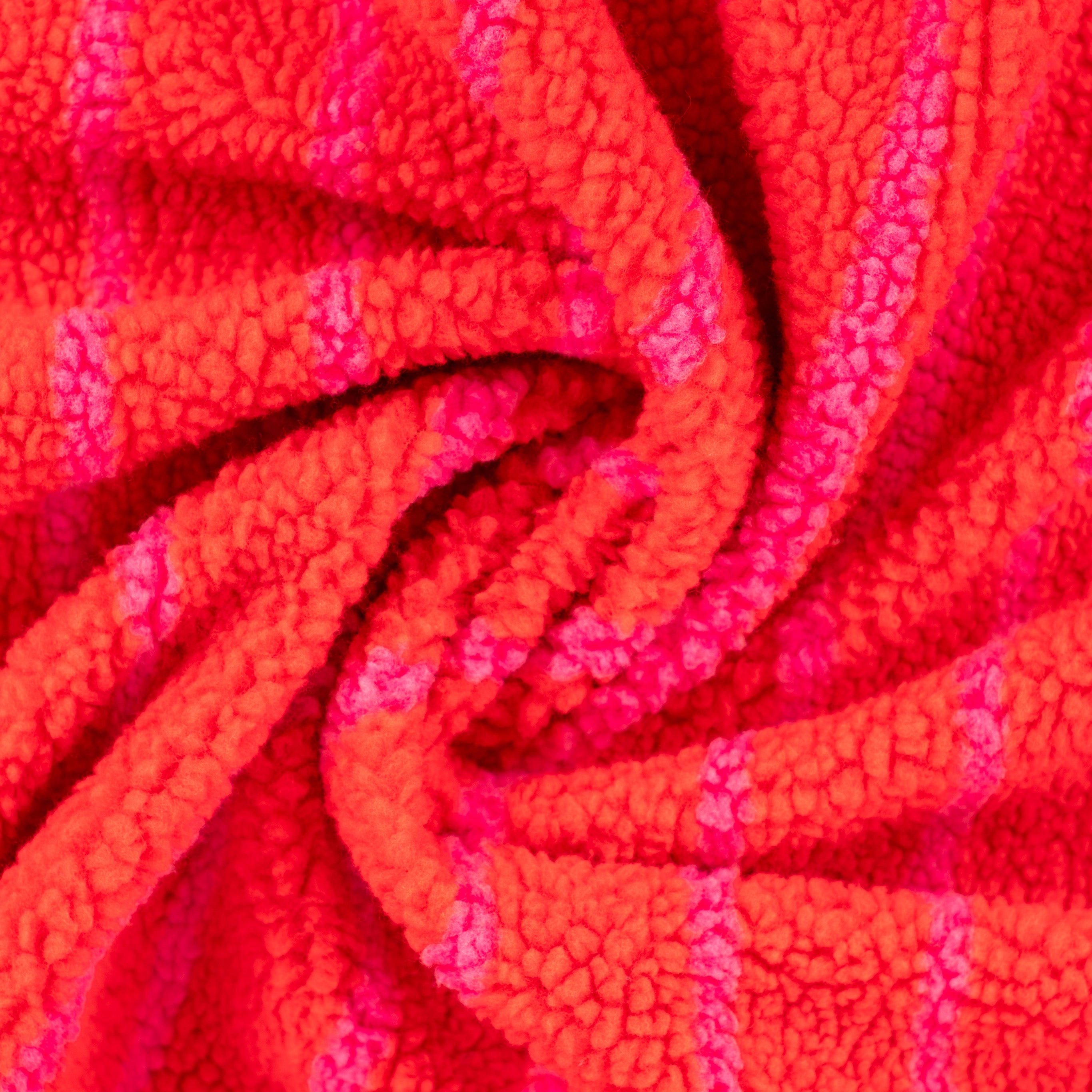Teddystoff Jacquard Streifen “Rot”
