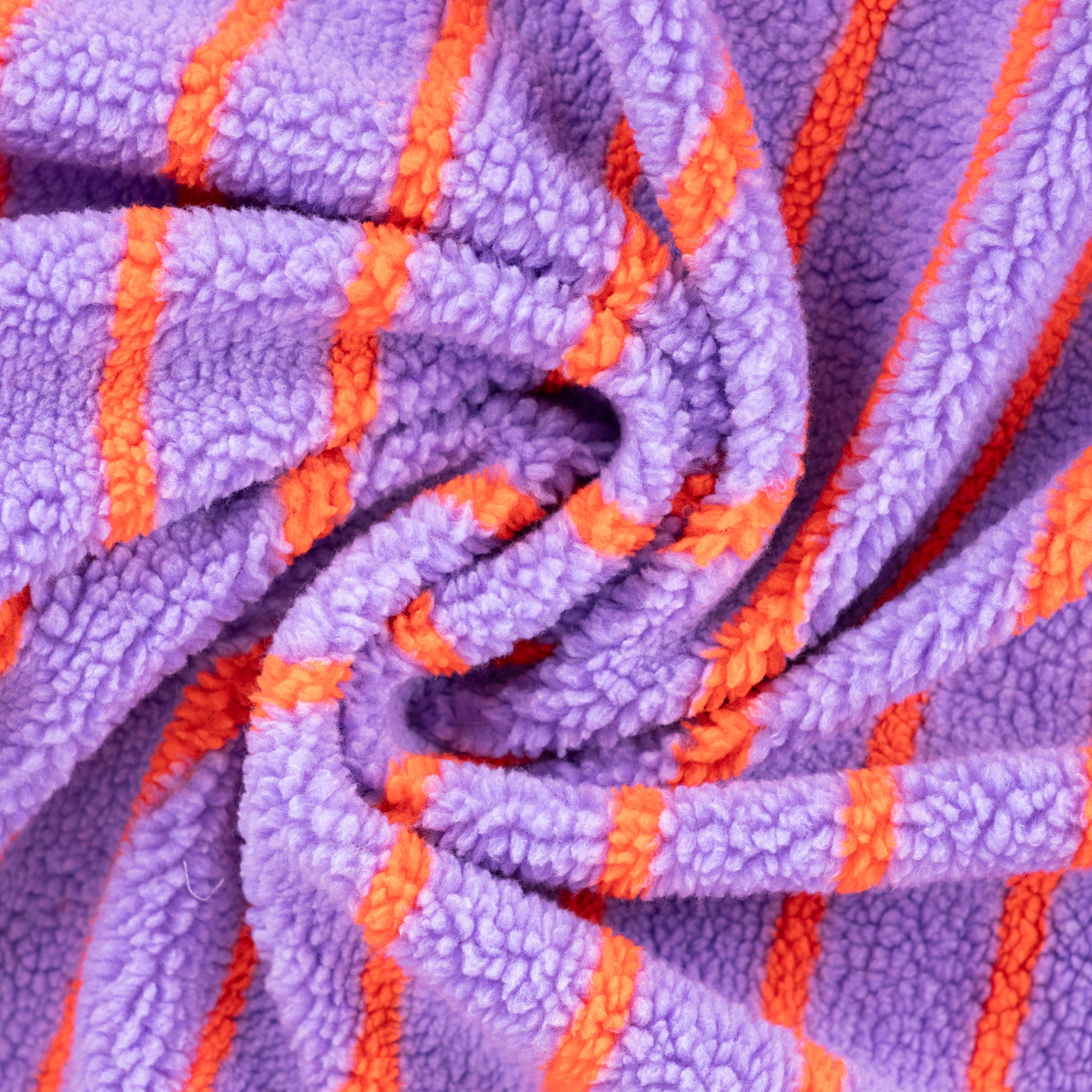 Teddystoff Jacquard Streifen “Flieder”