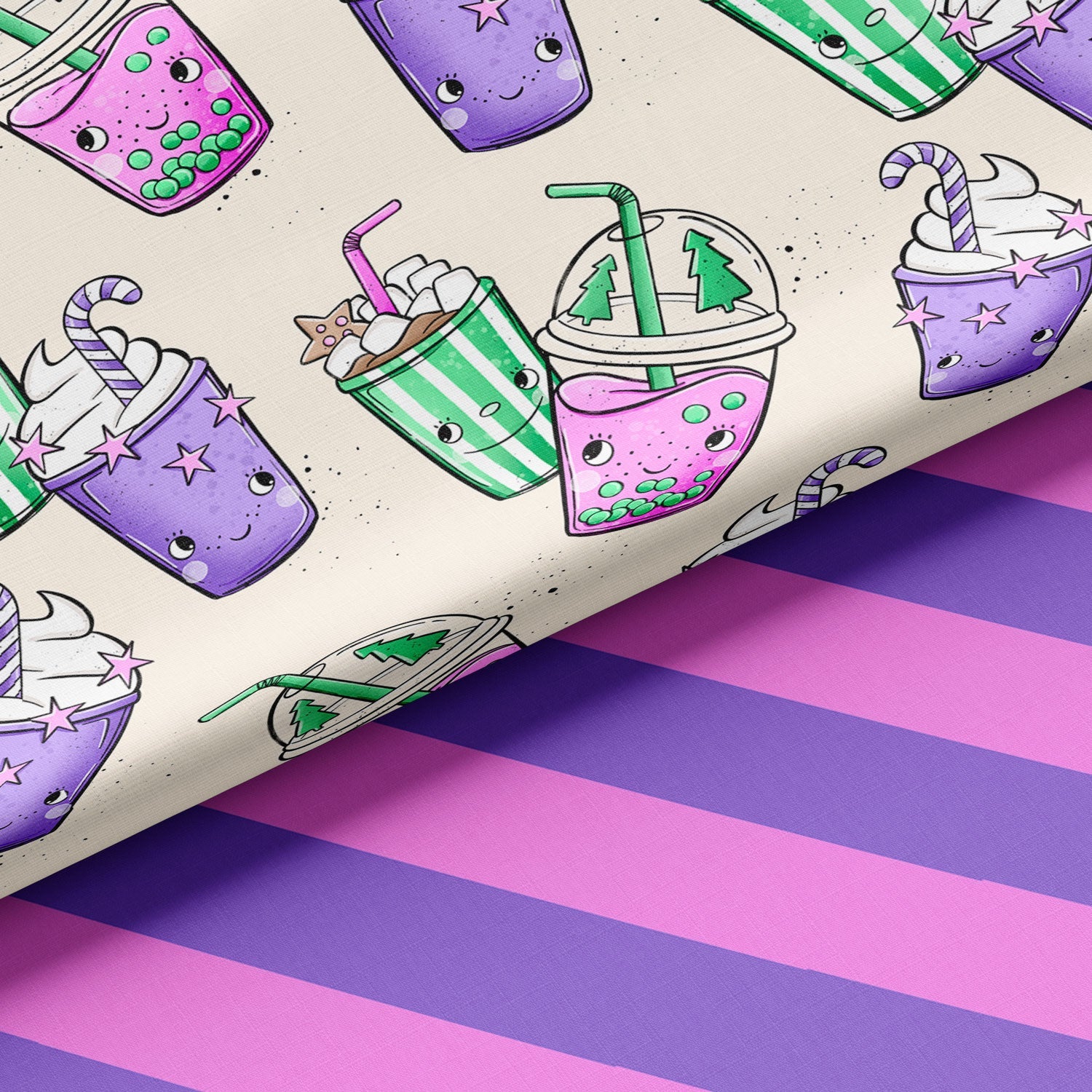 Kombi von streifenstoff und christmas drinks