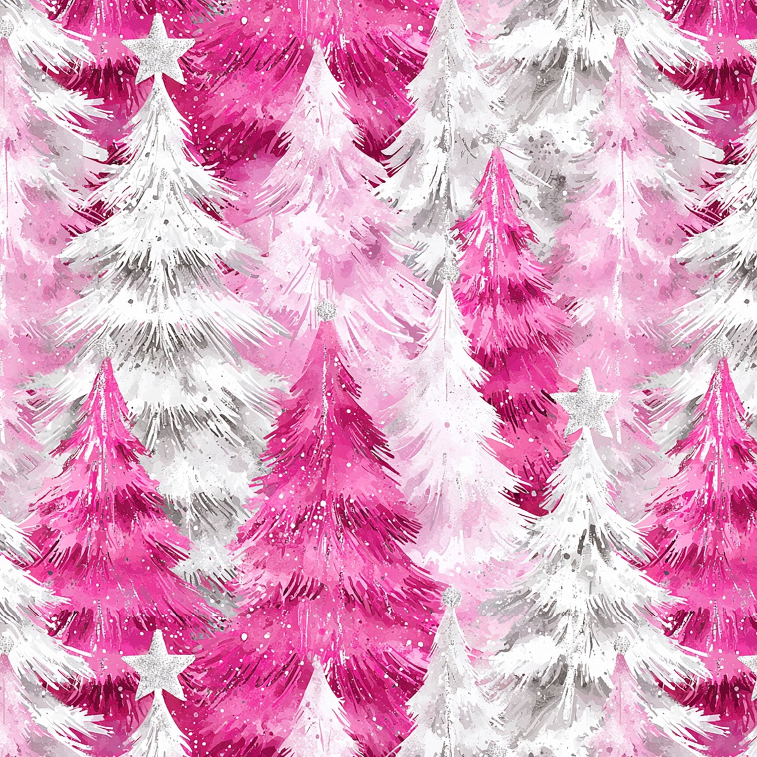Damenstoff mit pinken Tannenbäumen