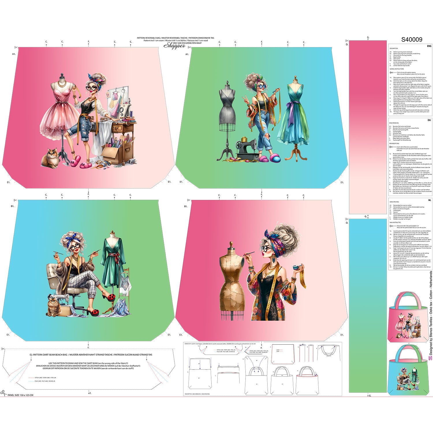 Taschenpanel Canvas "Modedesignerin"