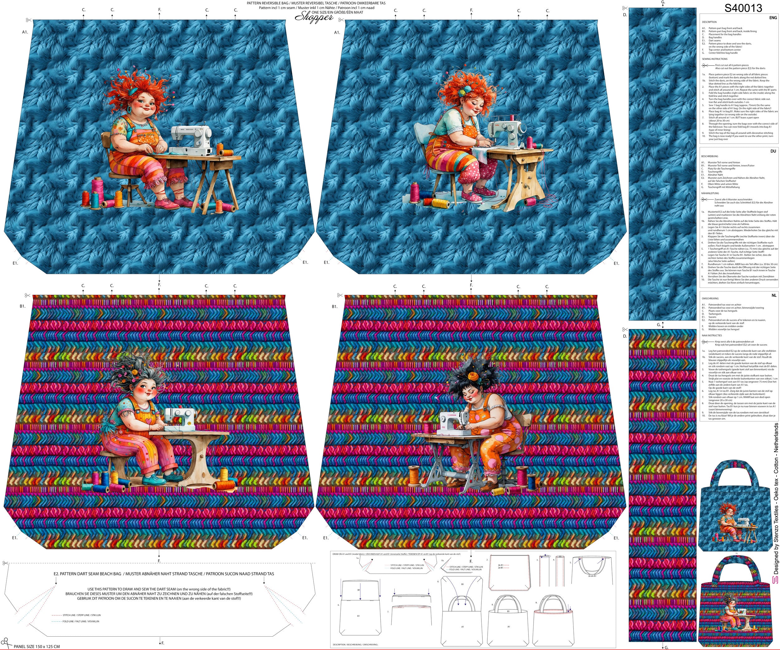 Taschenpanel Canvas "Näh mit mir"