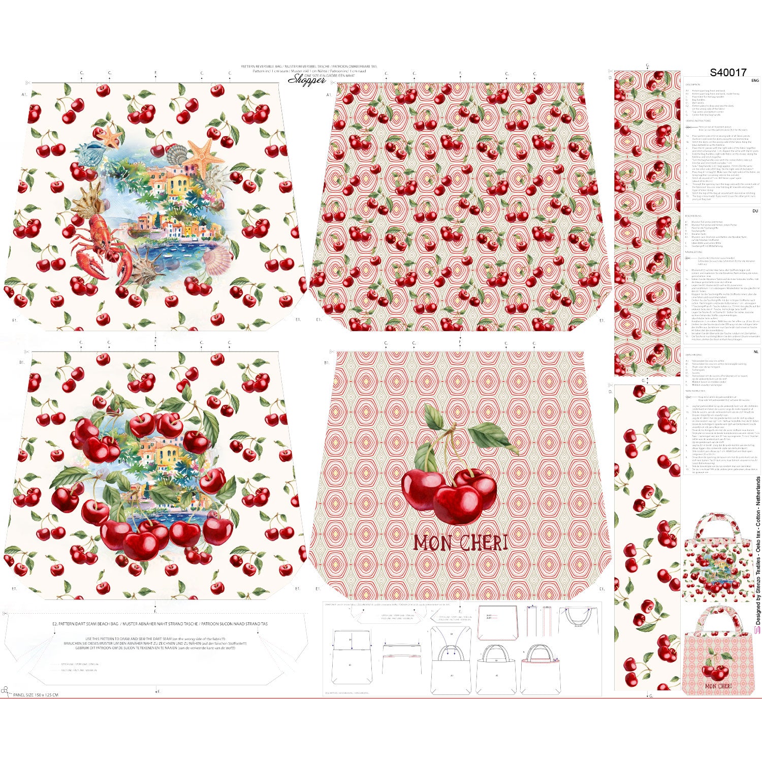 Taschenpanel Canvas "Cherries"