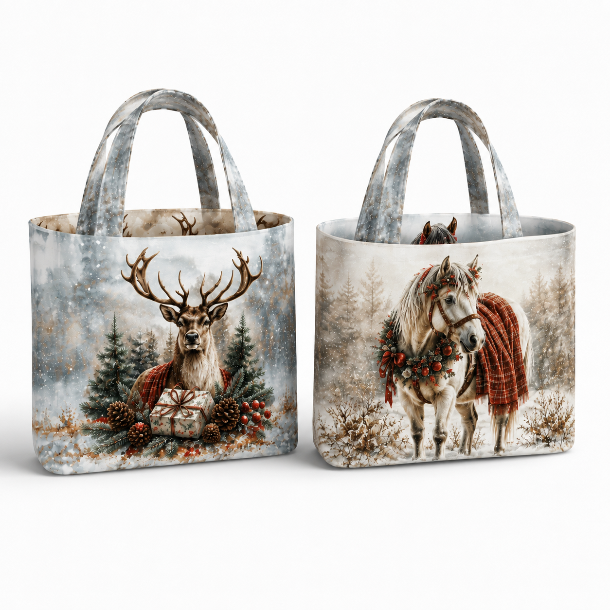 Stenzo Taschenpanel Canvas „Winter Horses & Reindeer“