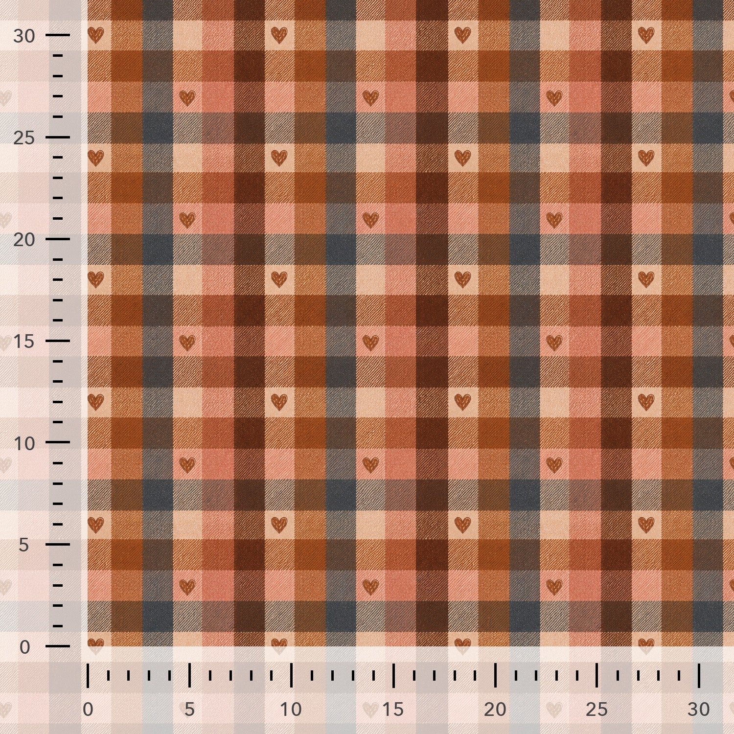 French Terry "Herzchen-Karo – cognac"
