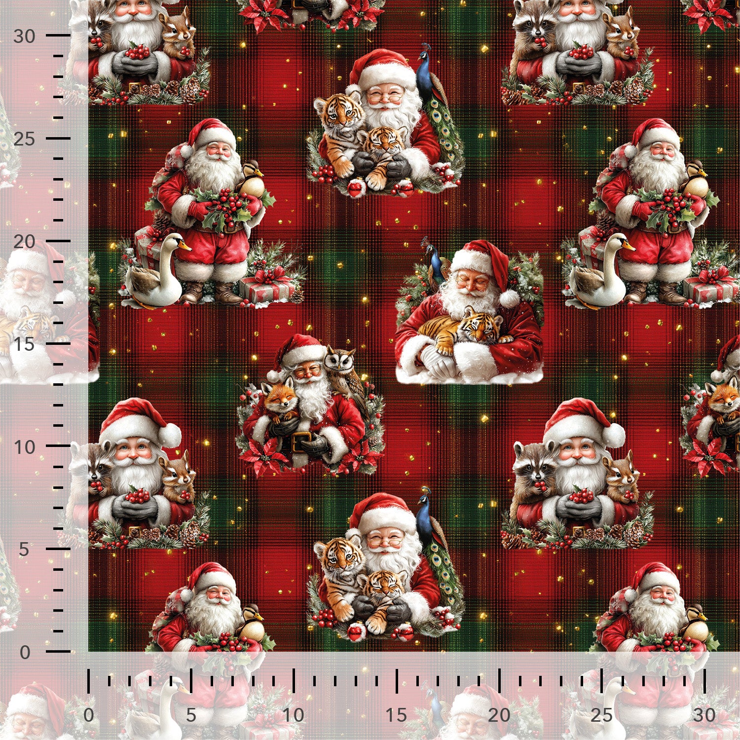 French Terry Brushed  „Animal Christmas“ Rot