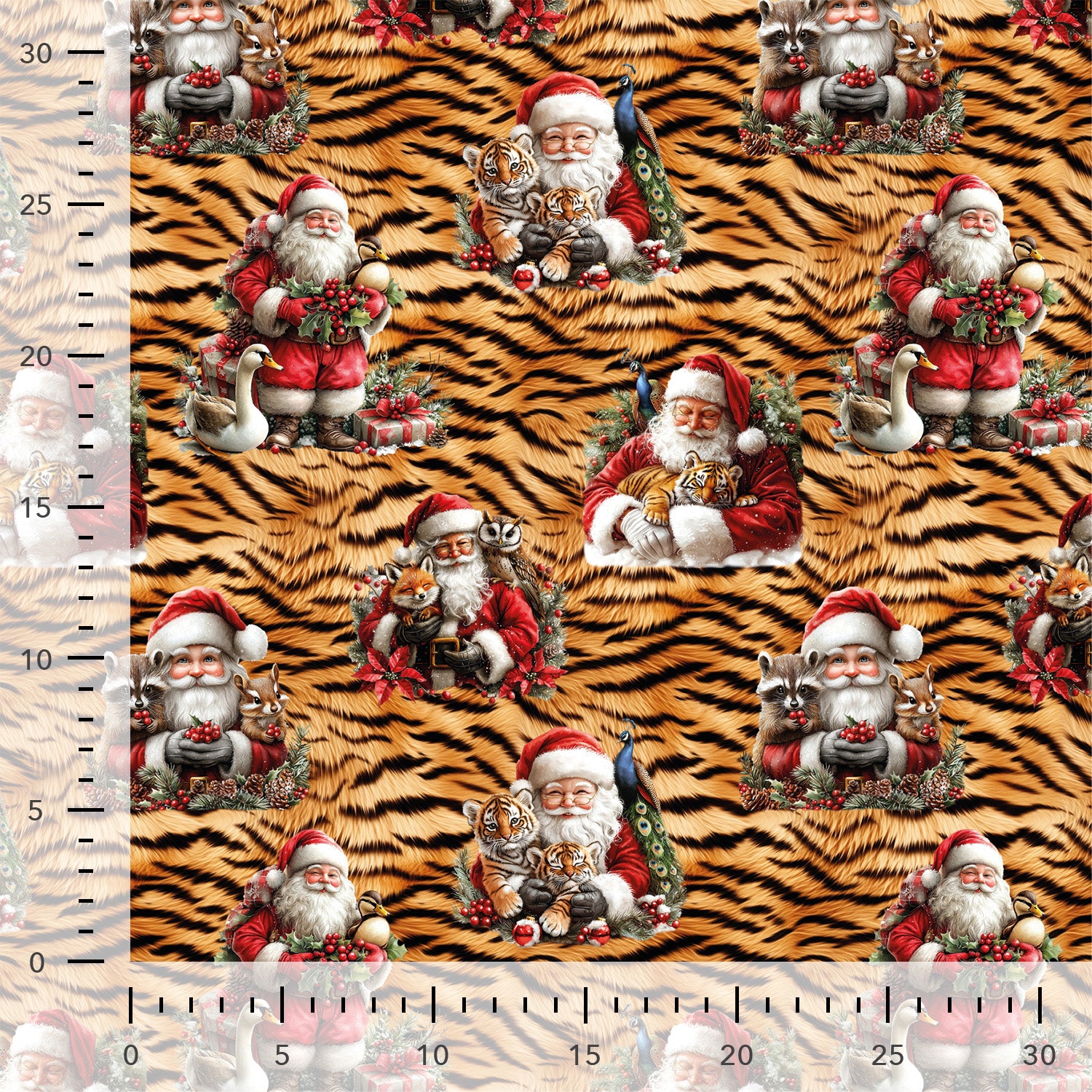 French Terry Brushed  „Animal Christmas Tiger"