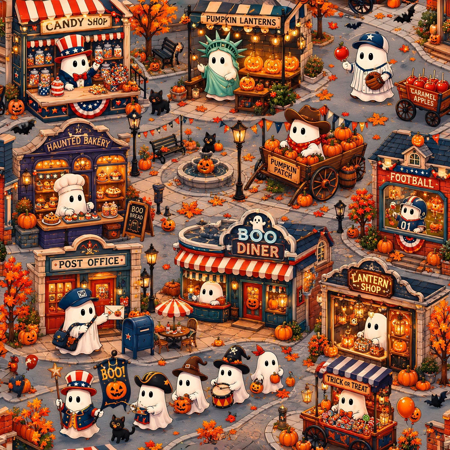 Stoffvorbestellung "Halloweendorf mit Boo Diner"