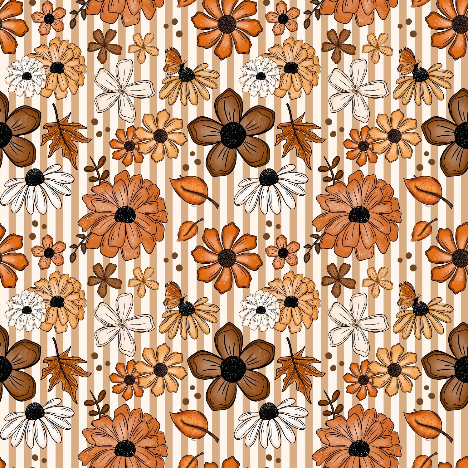 Stoffvorbestellung "Herbstblumen auf Streifen"