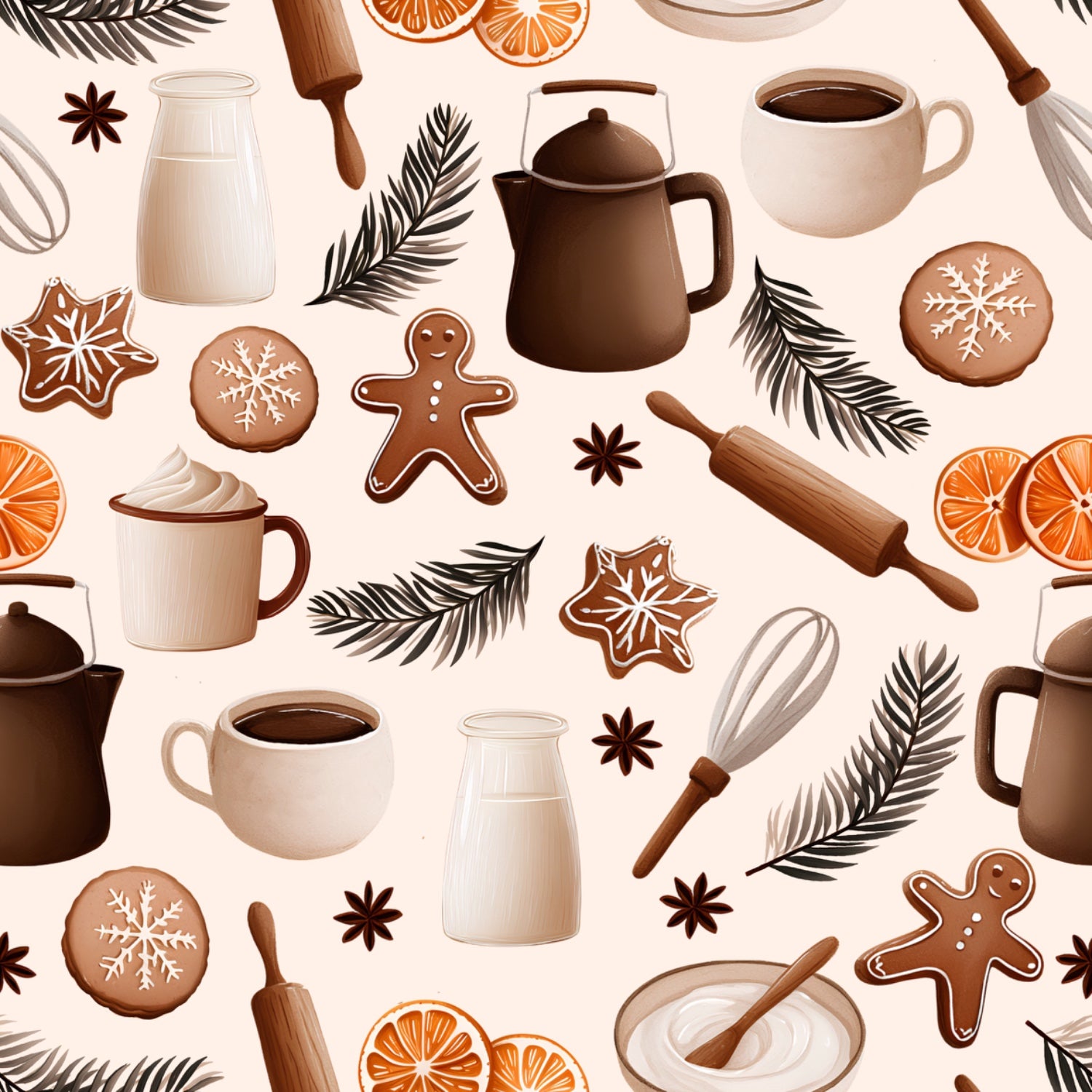 Stoffvorbestellung "Weihnachtsbäckerei auf Creme"