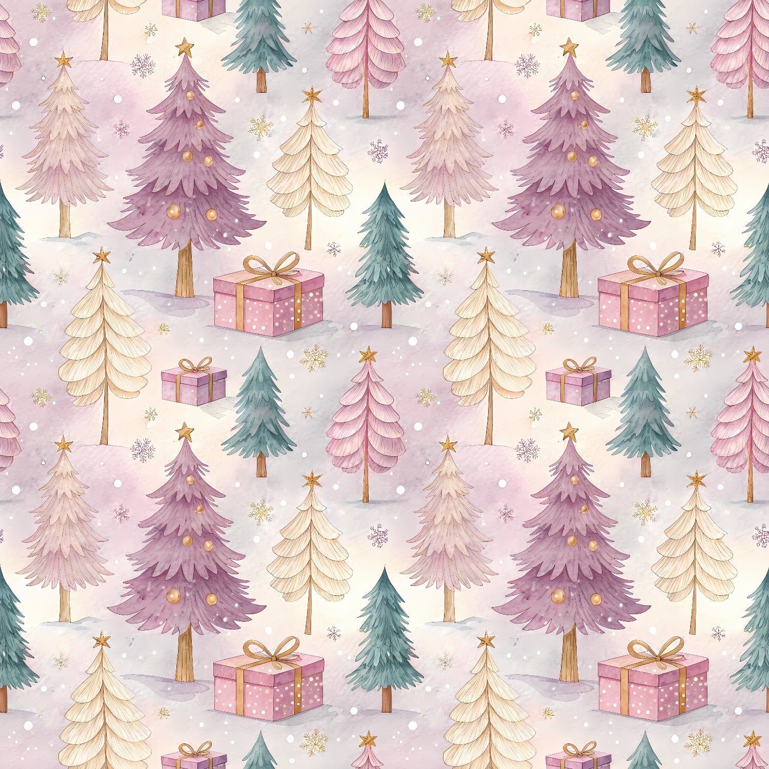 Stoffvorbestellung "Weihnachtswald in Rosa Lila"