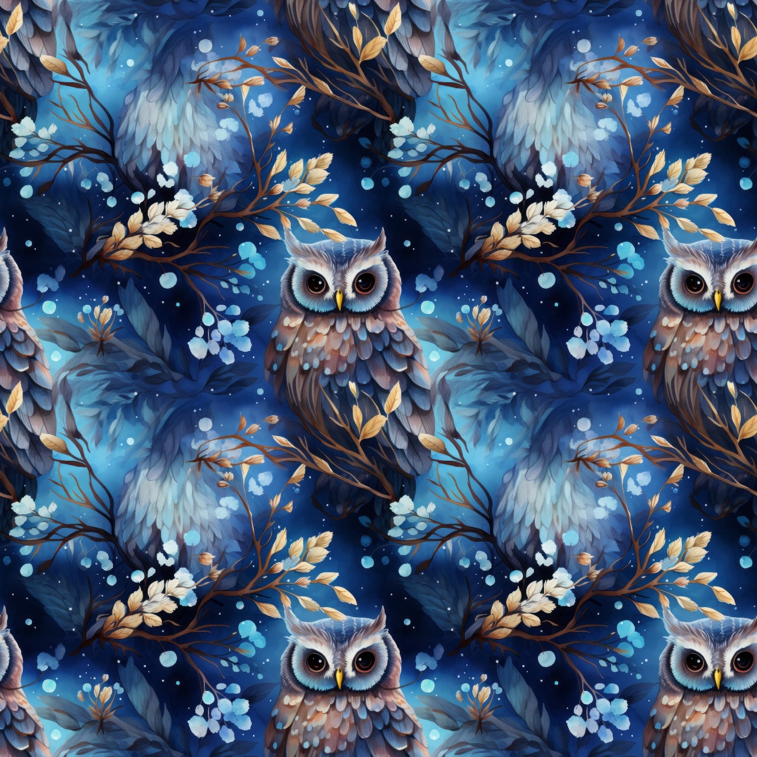 Stoffvorbestellung "blaue Blumeneule"