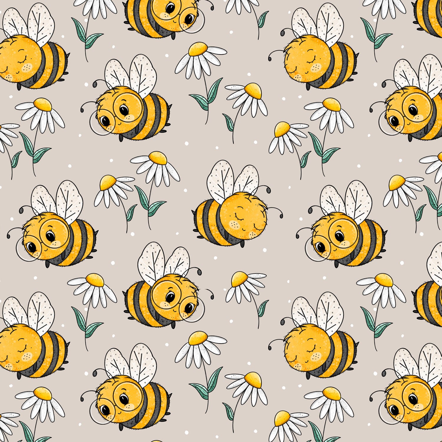 Kinderstoff Meterware süßen Bienen und Blumen Katzengold Design