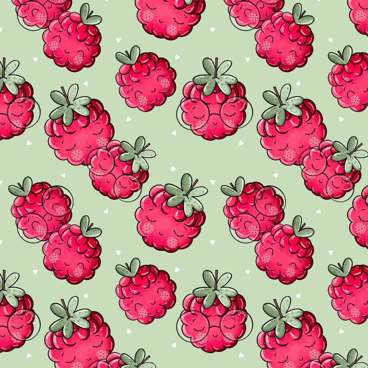 Kinderstoff mit süßen Himbeeren Obst von Katzengold Design 