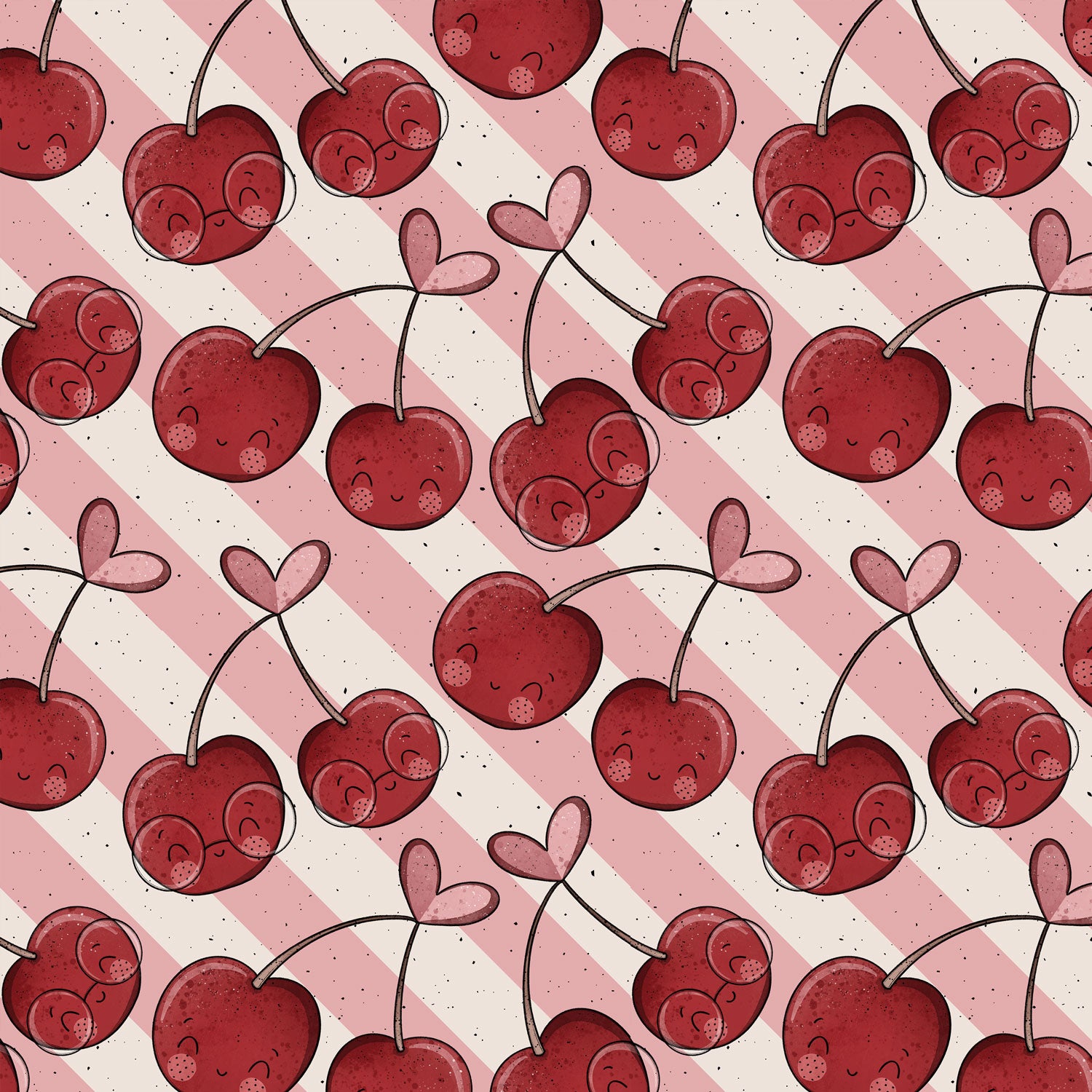 Kinderstoff mit süßen Kirschen Obst von Katzengold Design 