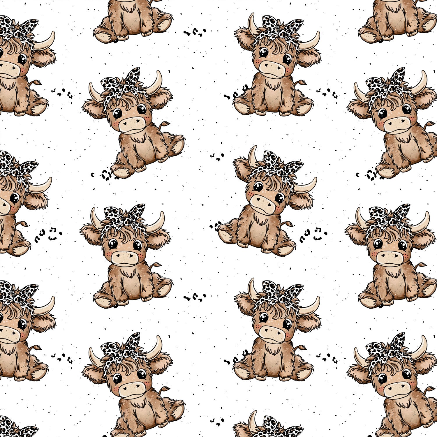 Kinderstoff süße Highland Kuh mit Leo Haarband von Katzengold Design