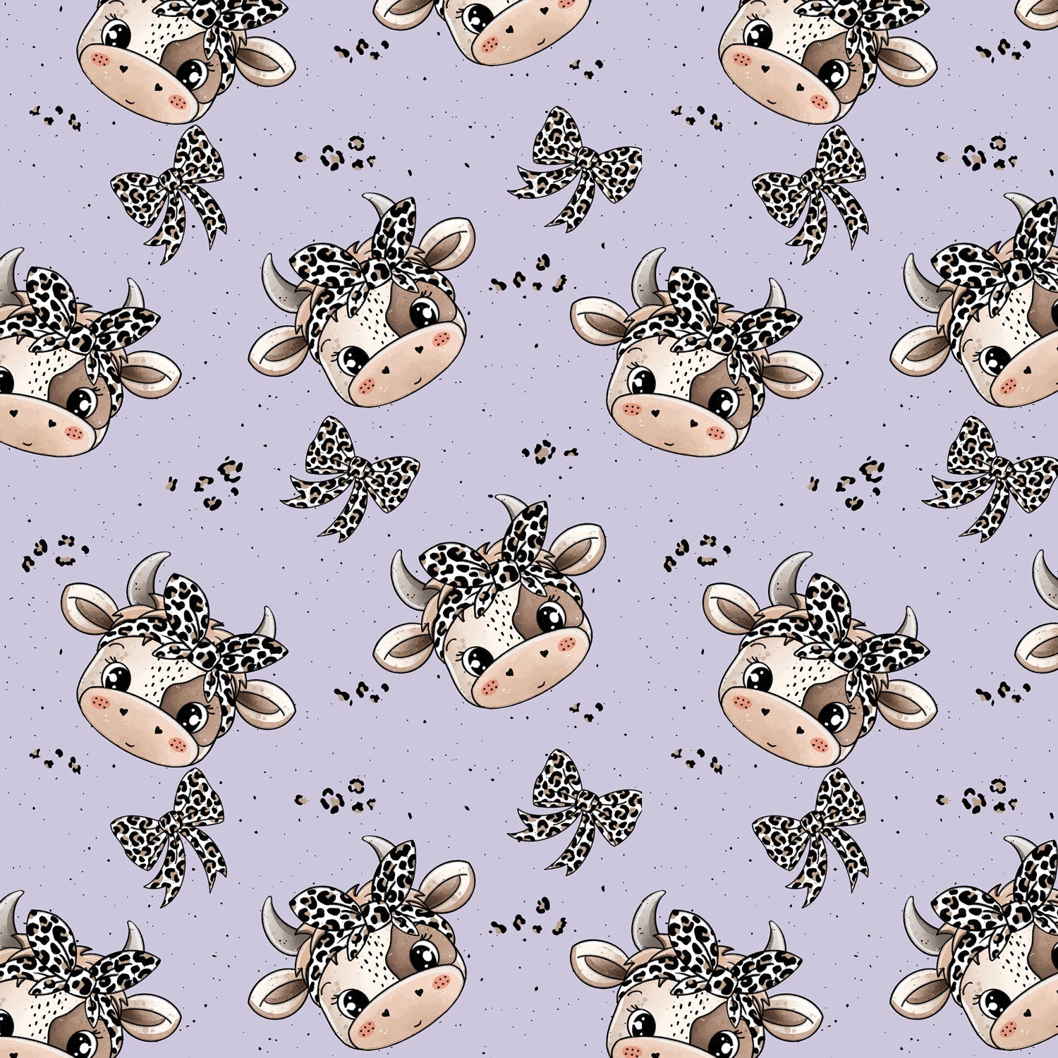 Kinderstoff süße Kuh mit Leo Haarband auf flieder von Katzengold Design