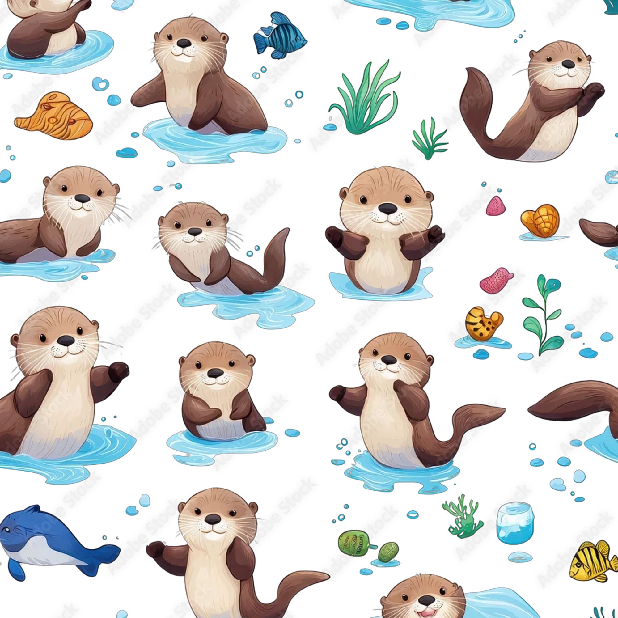 Kinderstoff süße Otter im Wasser