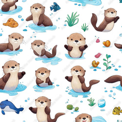 Kinderstoff süße Otter im Wasser