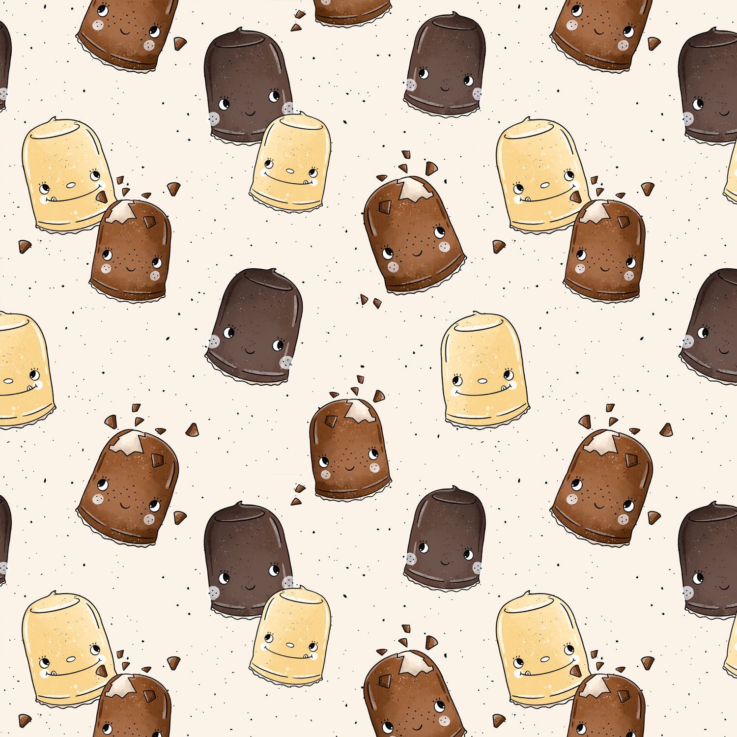 Kinderstoff Meterware süße Schokoküsse Schaumküsse Katzengold