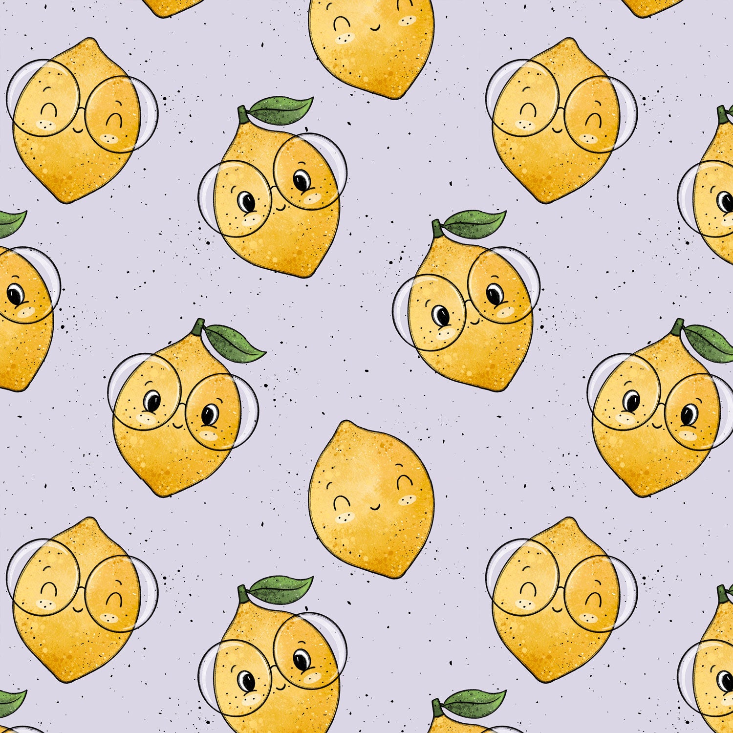 Kinderstoff Meterware süßen Zitronen mit Gesichtern von Katzengold Design