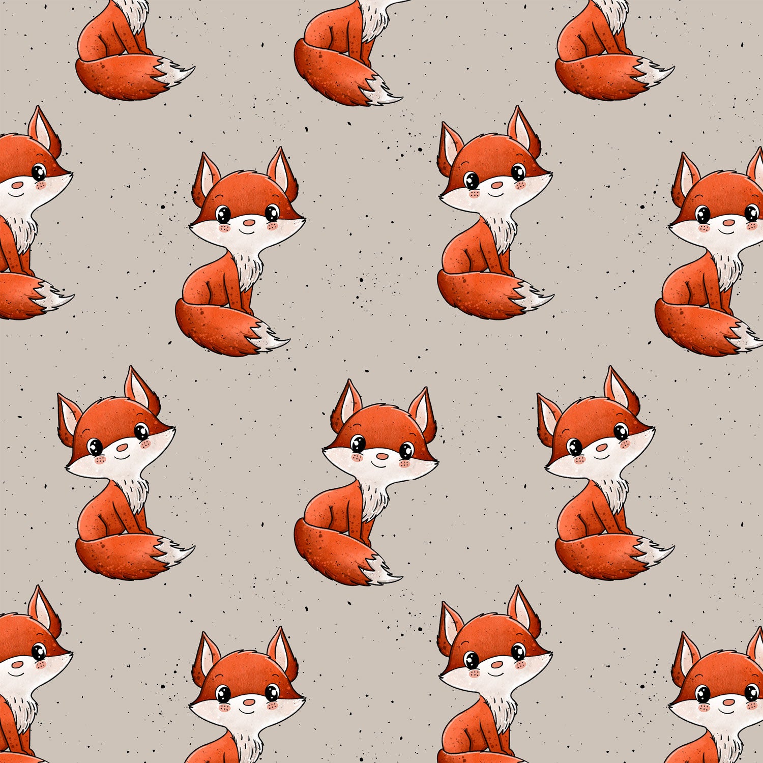 Kinderstoff Meterware mit süßem Fuchsdesign von Katzengold Design