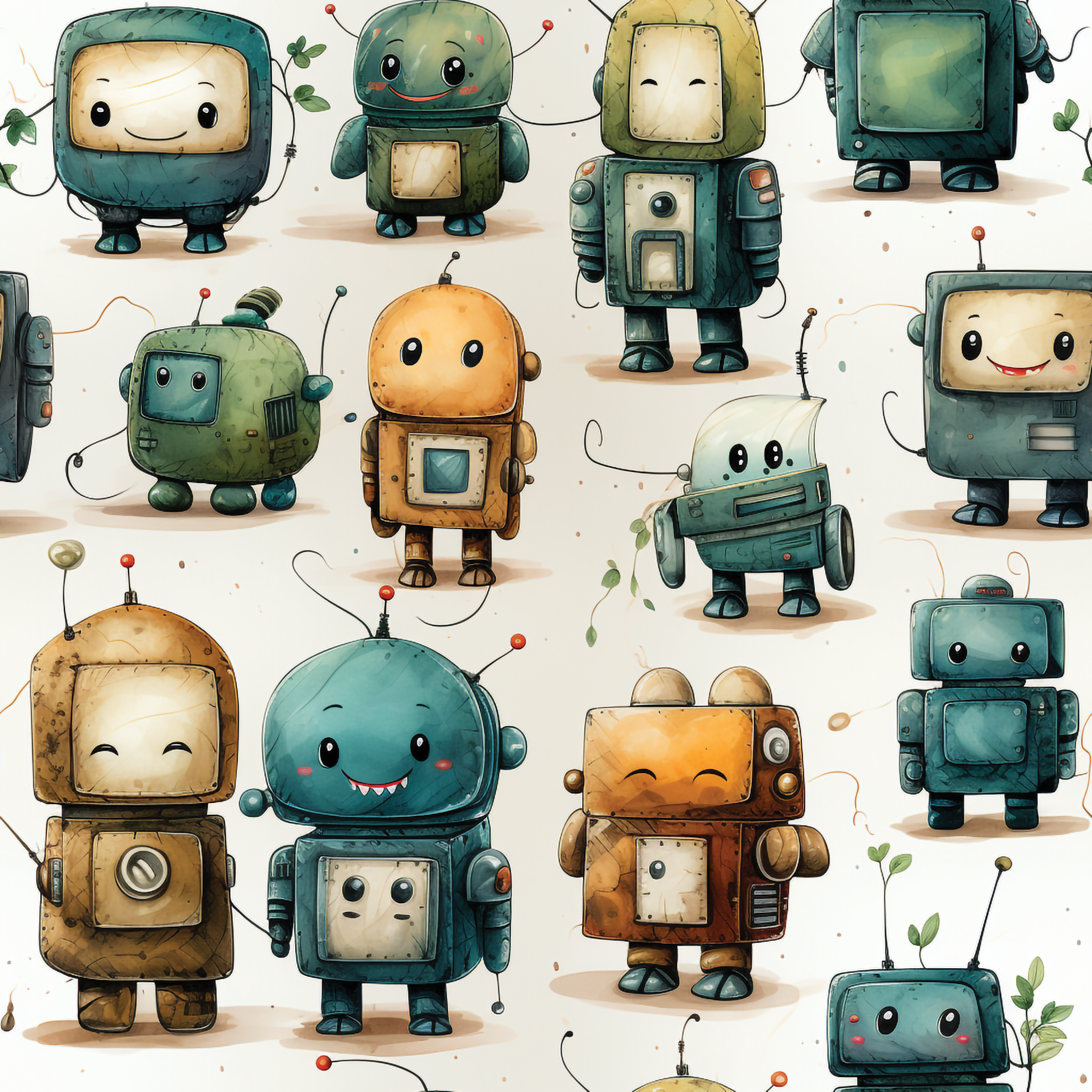 Kinderstoff Meterware vintage roboter Meterware Jungenstoff